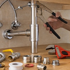 Acess�rios de canaliza��o para liga��es seguras, repara��es e montagem de instala��es