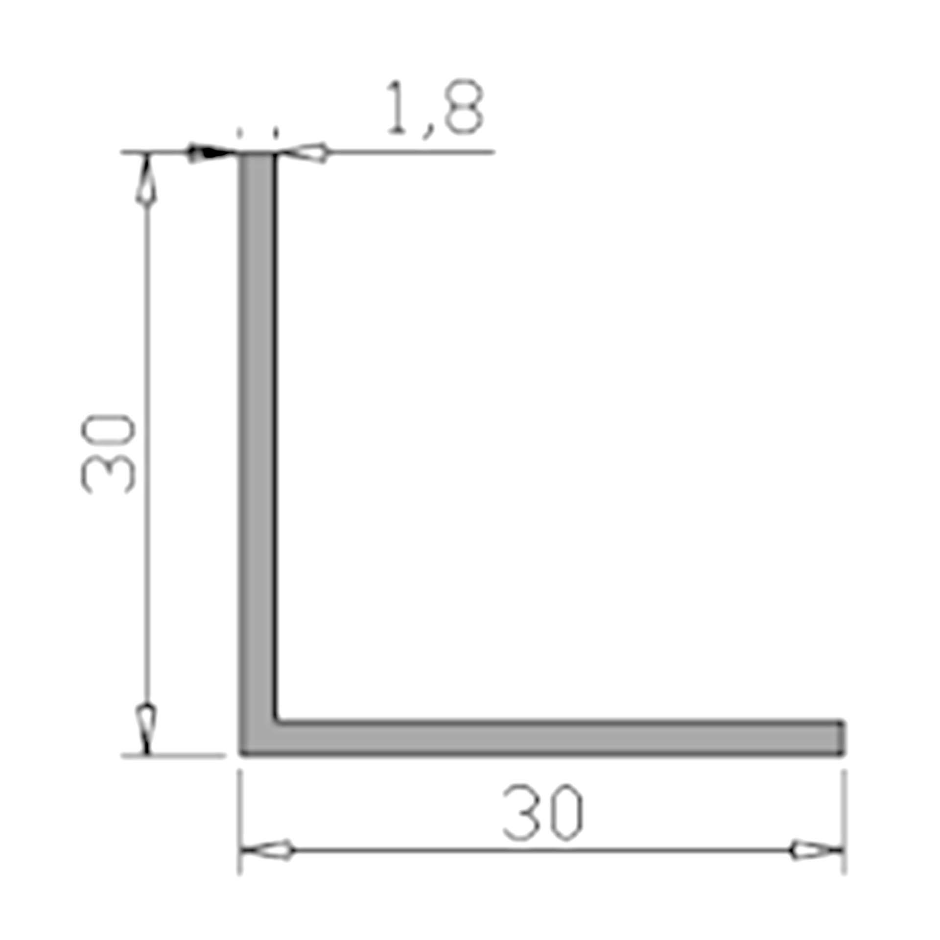 Perfil Cantoneira para Gesso Cartonado 250x3x3cm Preto