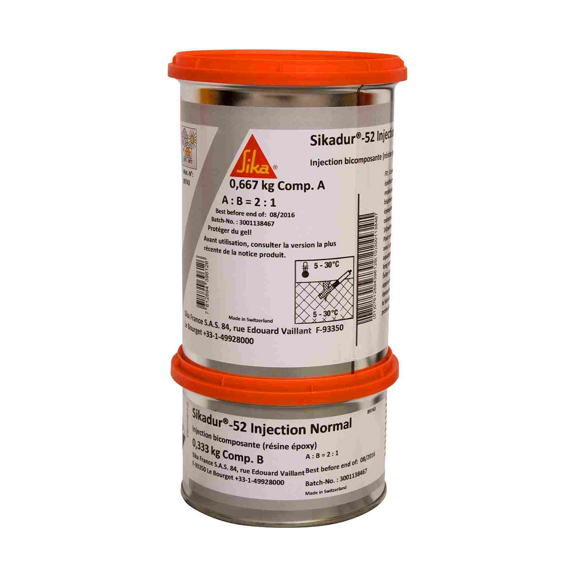 Resina Colagem Epóxi A+B SikaDur 52 Injection Castanho 5kg