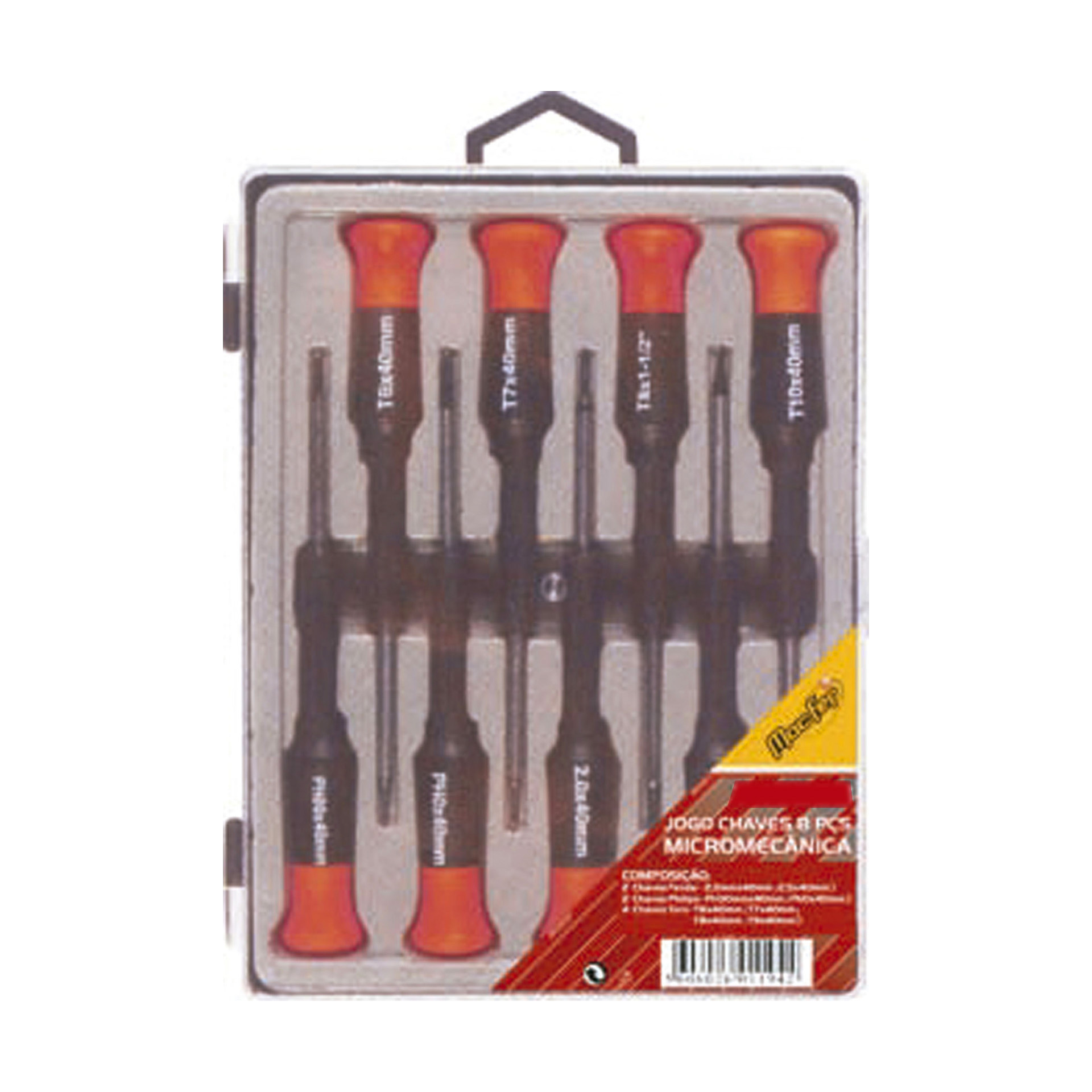 Jogo de Chaves Fendas, Phillips e Torx Micro Macfer 8 Peças