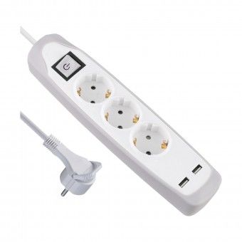 Extenso Tripla com USB e Interruptor
