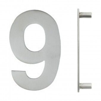 Número de Porta em Inox Escovado 9