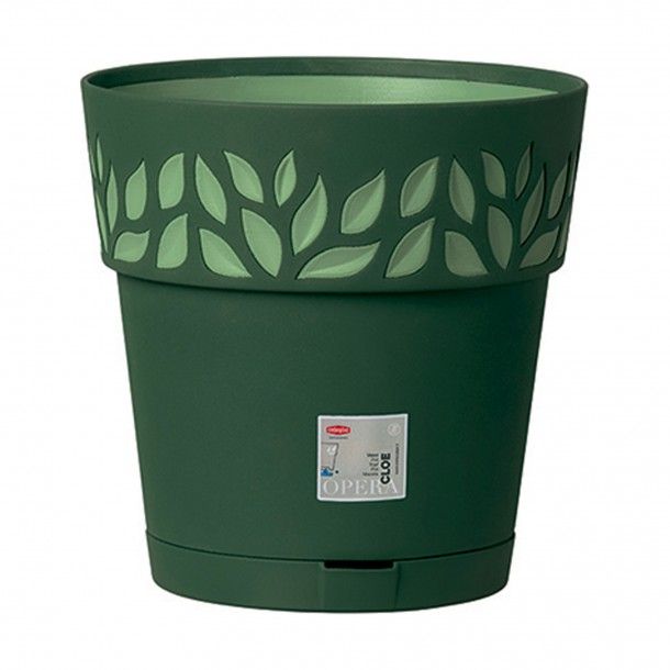 Vaso Plástico com Depósito de Água Verde Oliva Ø 30 cm