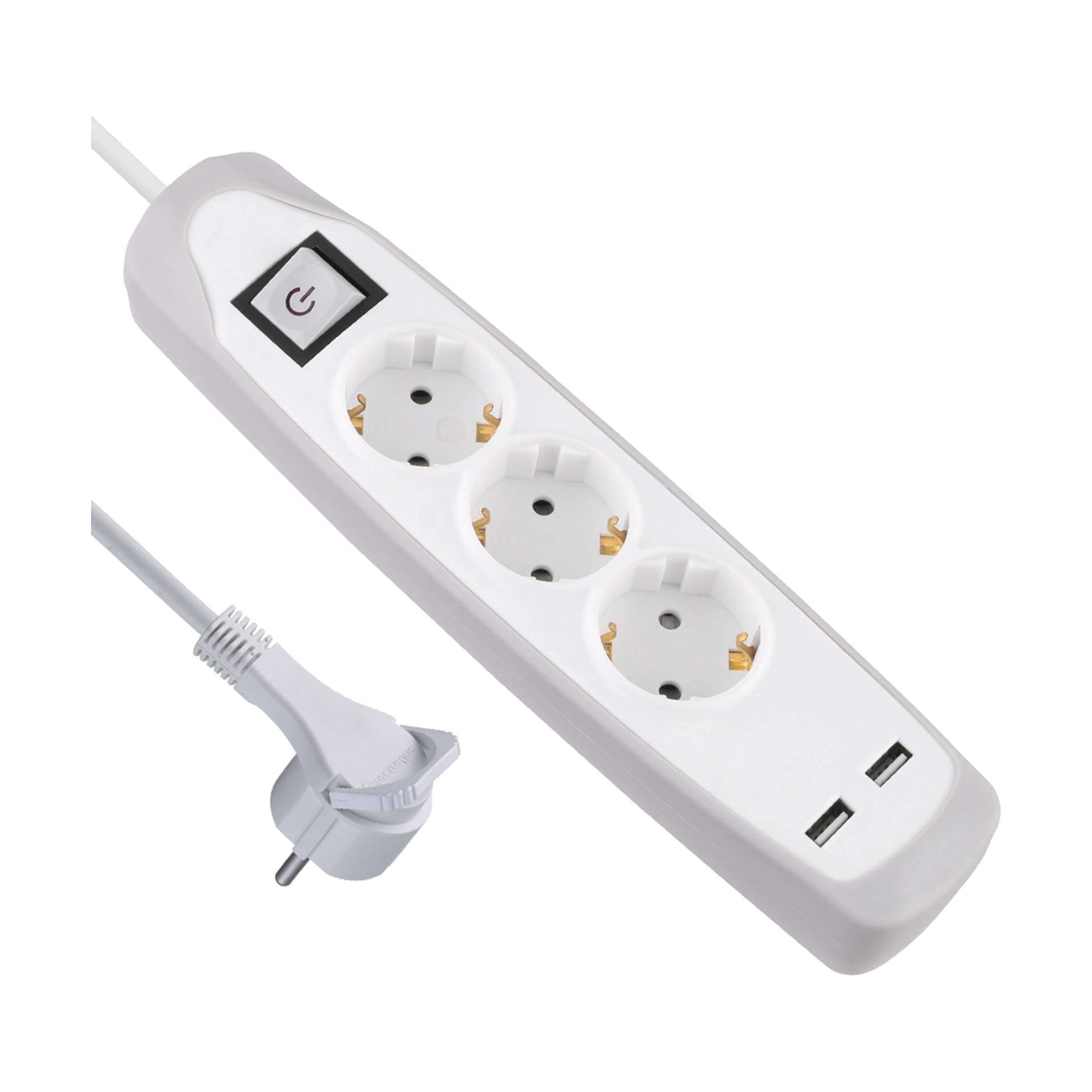 Extensão Tripla com USB e Interruptor