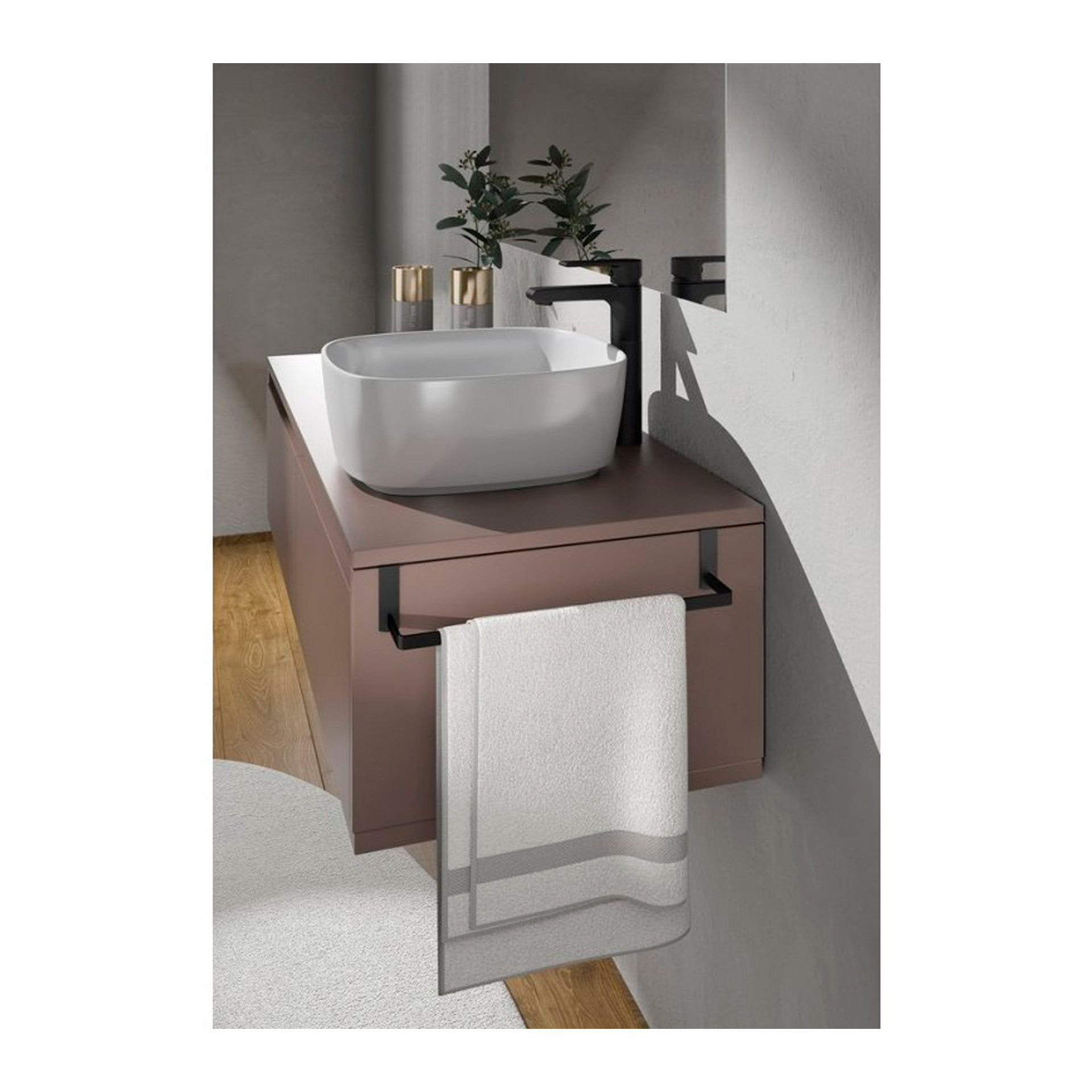 Toalheiro Lateral para Móvel 37x8,5x6,5cm Preto Gedy