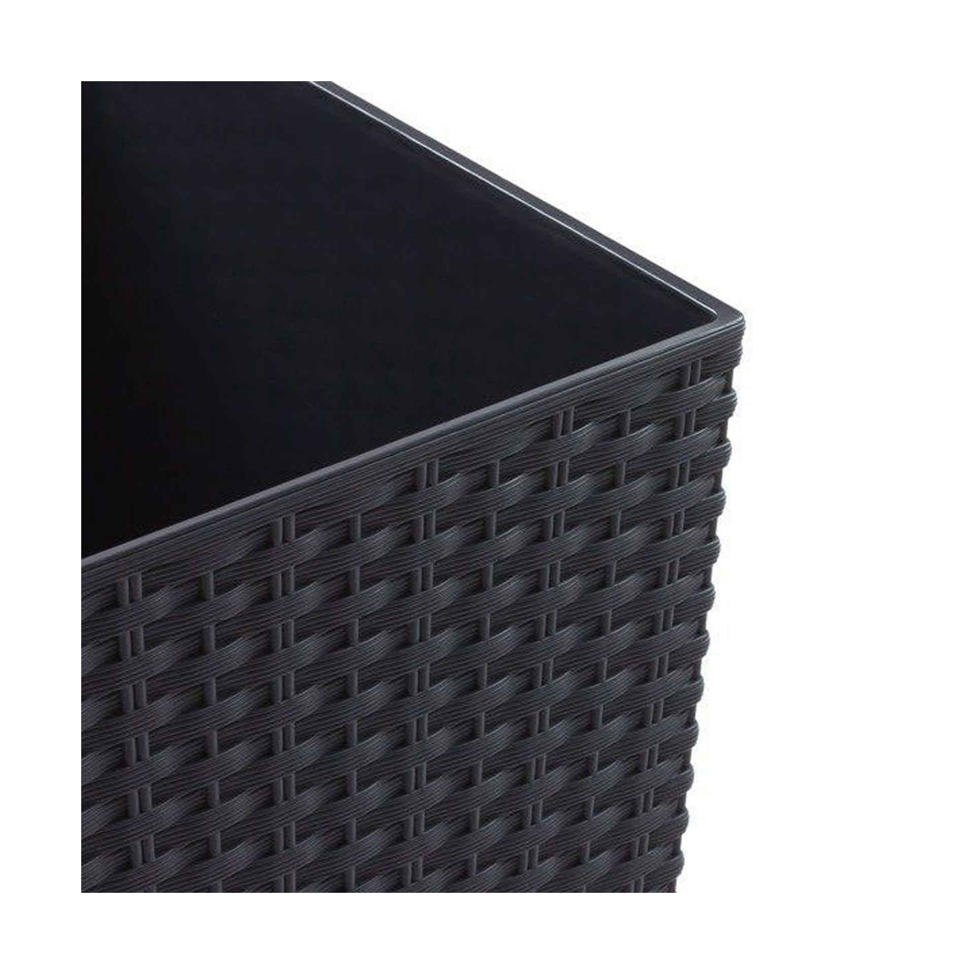 Vaso Quadrado Baixo Estilo Ratan Antracite - 17 cm