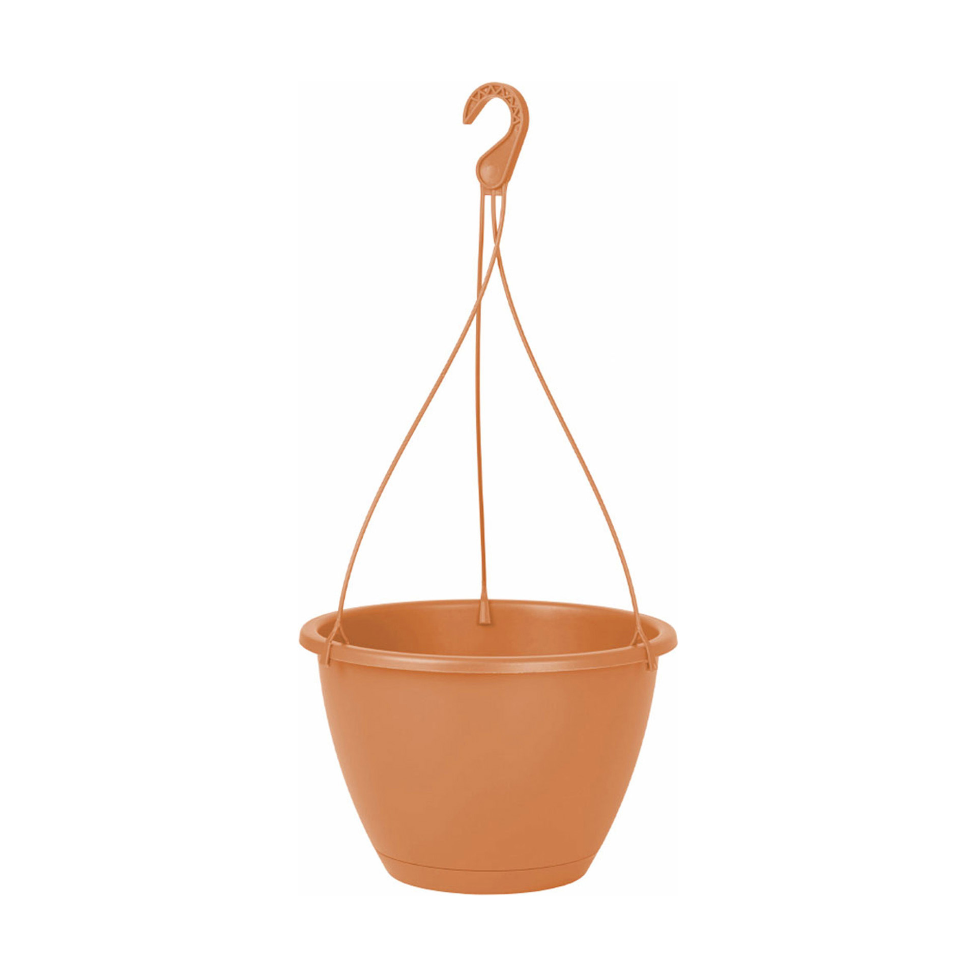 Vaso Plástico Suspenso com Prato Terracota - 24 cm