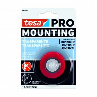 Fita Dupla Face Pro 19mm 1.5M Plstico Transparente Tesa