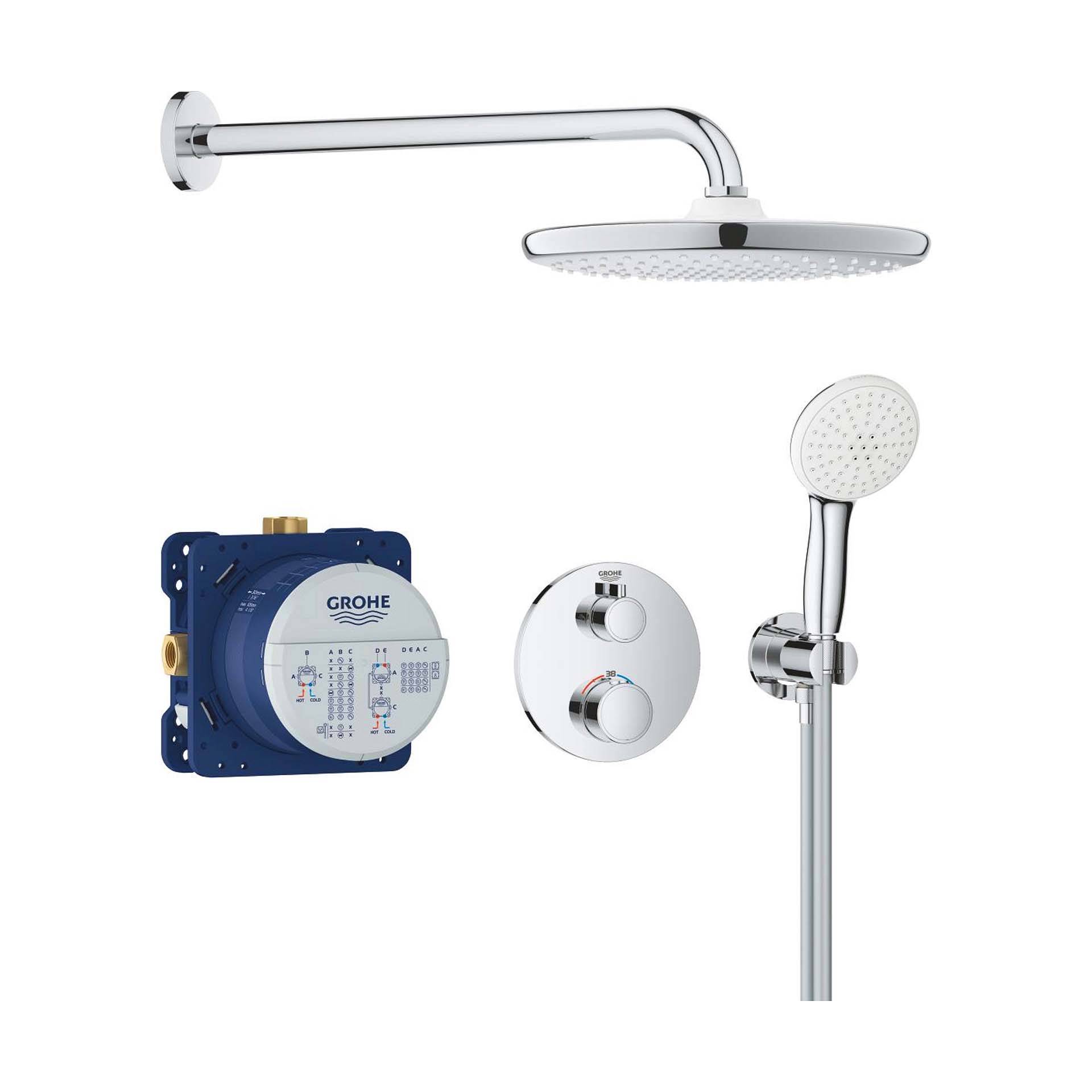 Conjunto de Duche com Torneira Termostática e Chuveiro de Mão 2 Jatos Grohe
