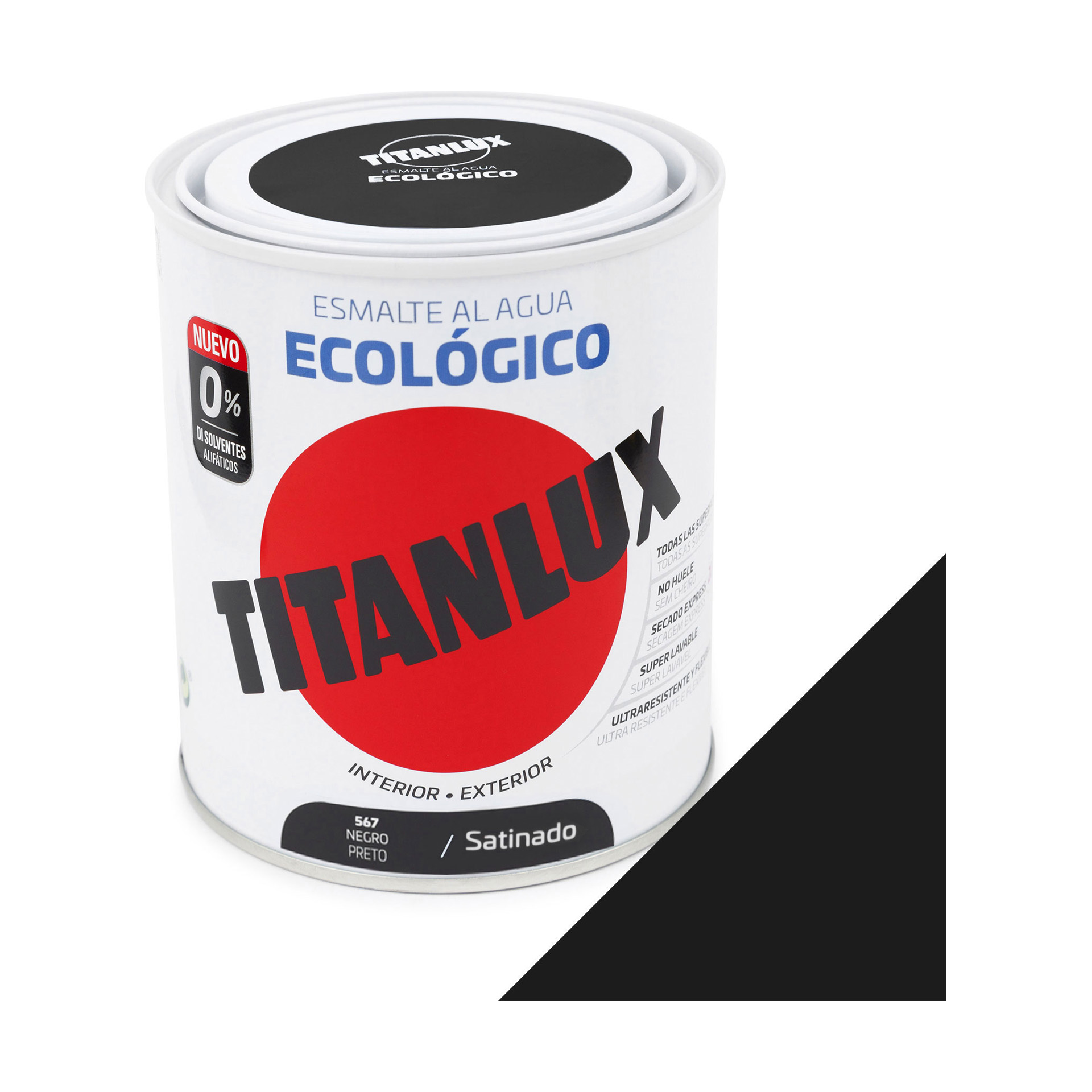 Esmalte Ecológico Base Água Acetinado Titanlux Preto 750ml