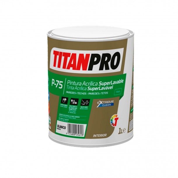 Tinta Acrlica Super Lavvel Branco Mate P-75 1L Titan Pro