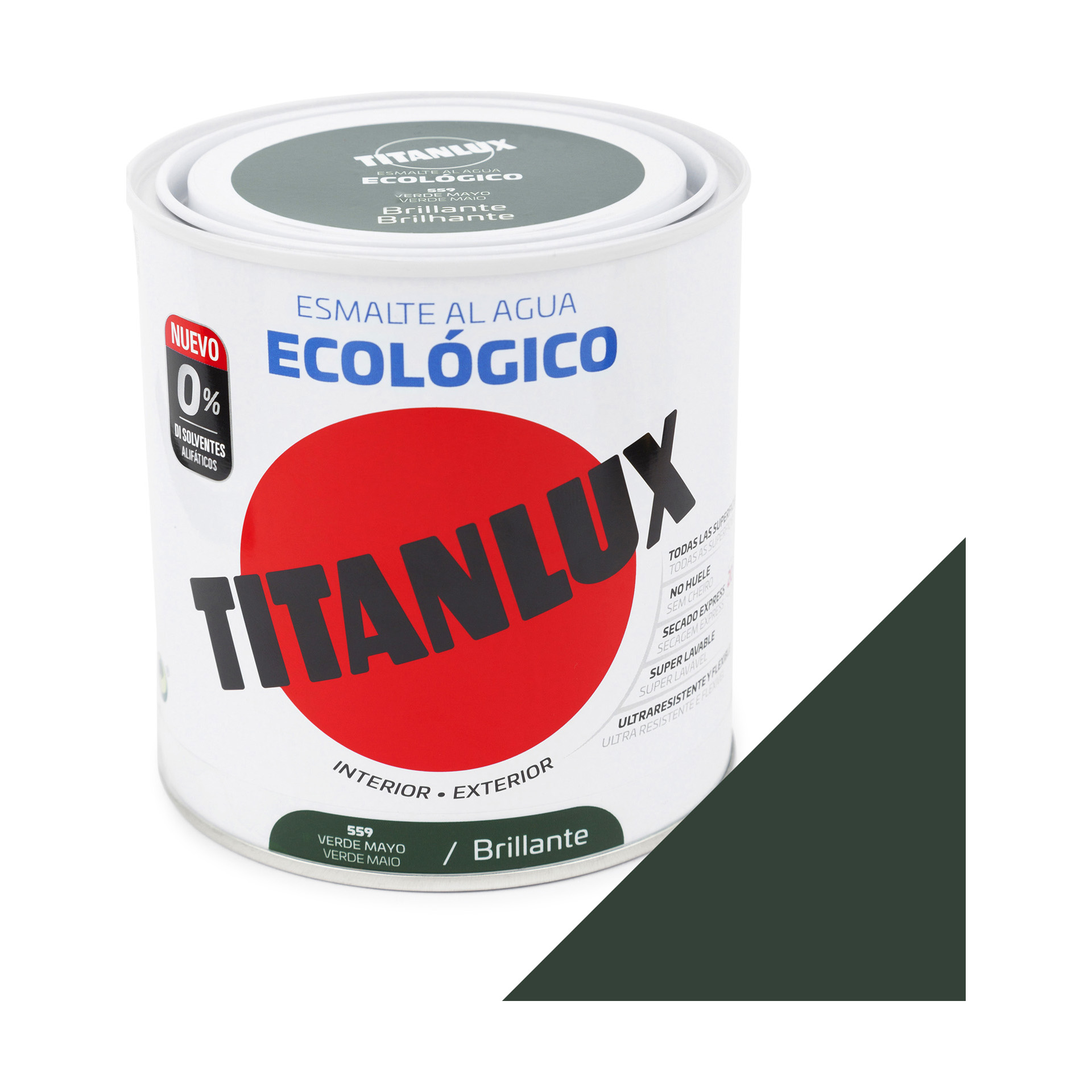 Esmalte Ecológico Base Água Brilhante Titanlux Verde Mayo 250ml