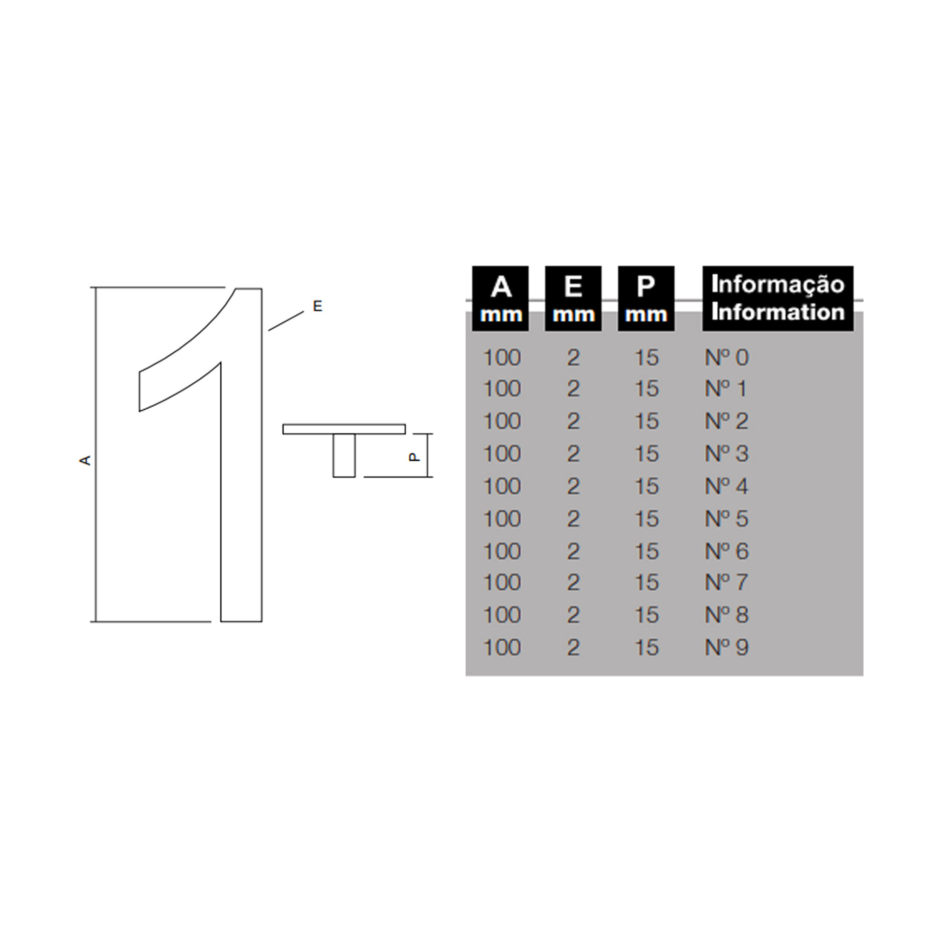 Número de Porta em Inox Escovado 0