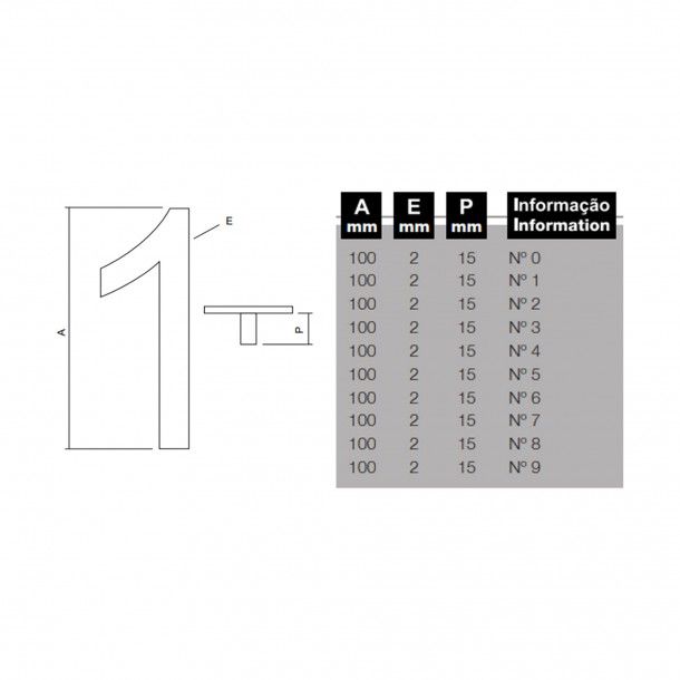Número de Porta em Inox Escovado 0 Número de Porta em Inox Escovado 0