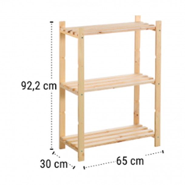 Estante de 3 Prateleiras 650x922x300mm Madeira Astigarraga Estante de 3 Prateleiras 650x922x300mm Madeira Astigarraga