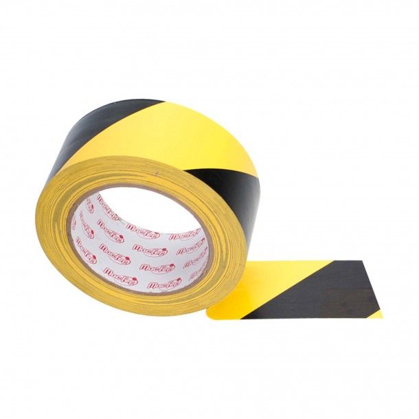 Fita de Sinalizao 50mm 30M PVC Preta/Amarela