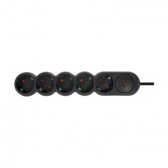 Extenso 5 Tomadas com Interruptor Plus Preta