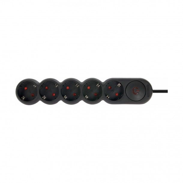 Extenso 5 Tomadas com Interruptor Plus Preta