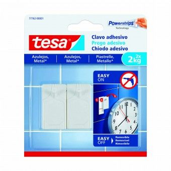 Cabide de Parede Adesivo 23x45x10mm PVC Branco Tesa 2 Uni