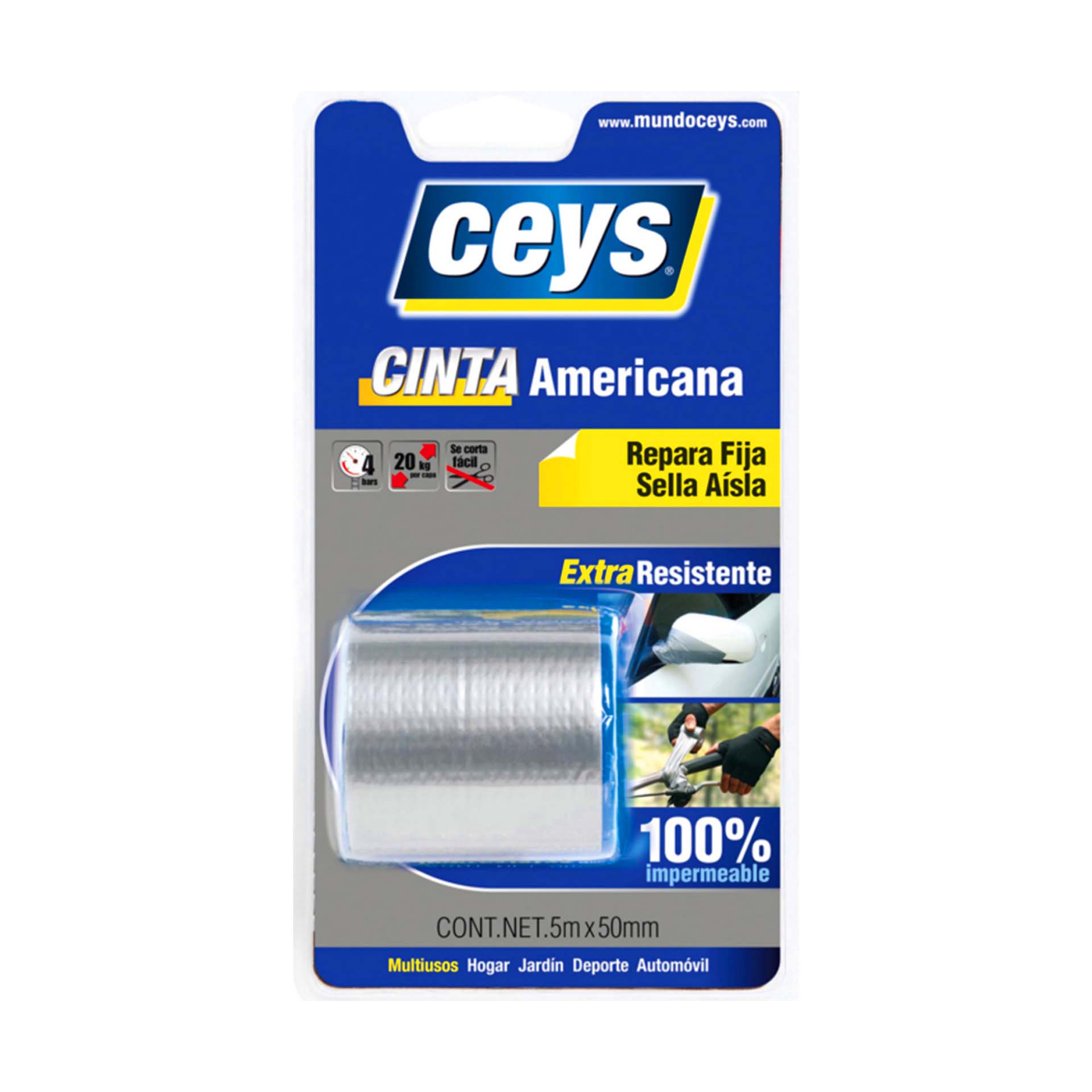 Fita Americana 50mmx5M Tecido Cinza Ceys