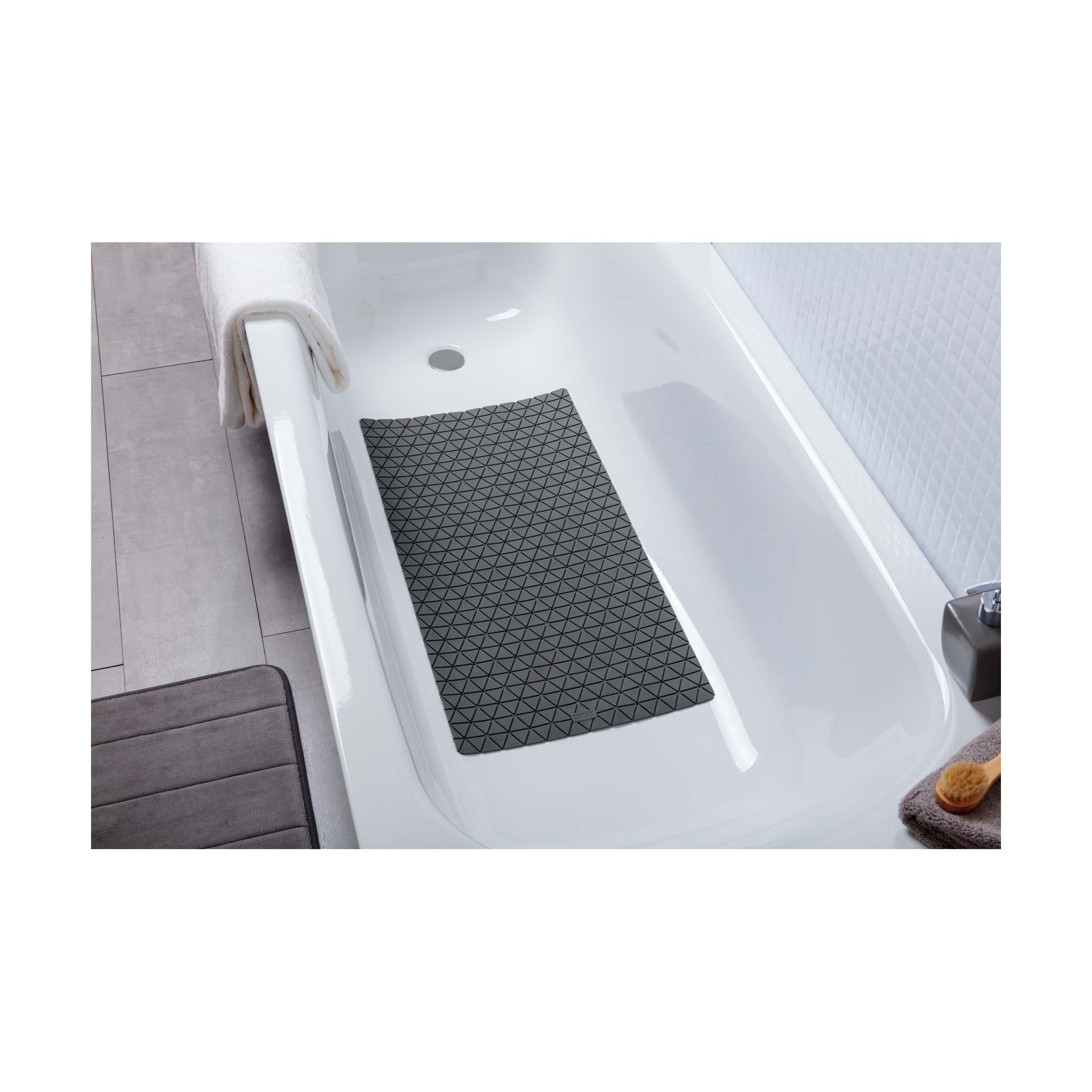 Tapete Antiderrapante 72x36cm Cinza Tatay