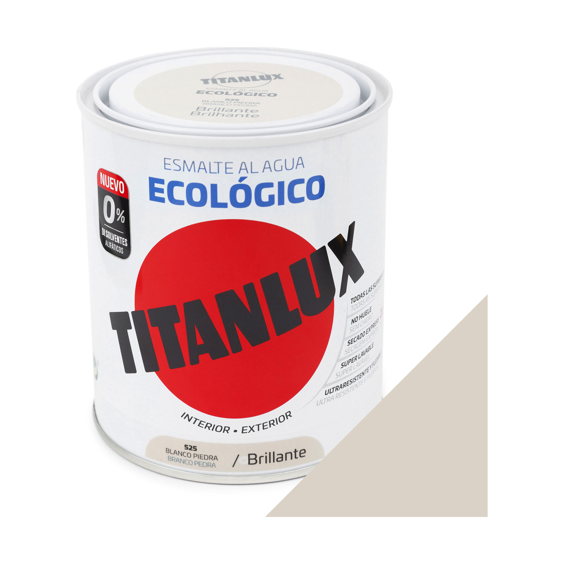 Esmalte Ecológico Base Água Brilhante Titanlux Branco Pedra 750ml