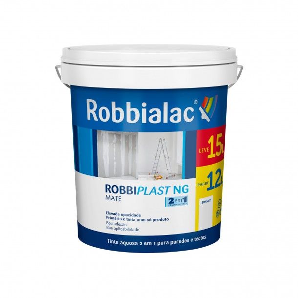 Tinta Robbiplast NG 2 em 1 Branco Mate 12+3L