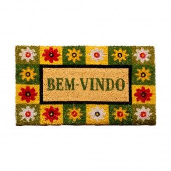 Tapete de Entrada Bem-Vindo Flores Cairo 40x70cm