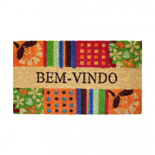 Tapete de Entrada Bem-Vindo Quadrados Cairo 40x70cm