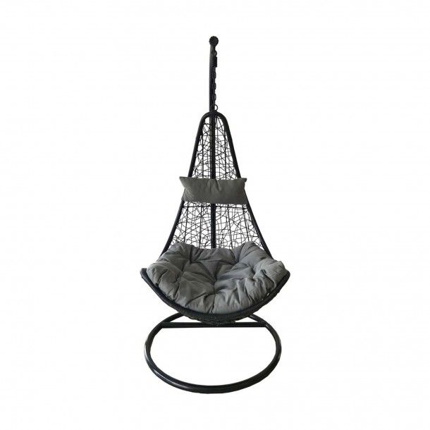 Cadeira de Baloio Suspensa Rattan Preto 195x95cm Delba
