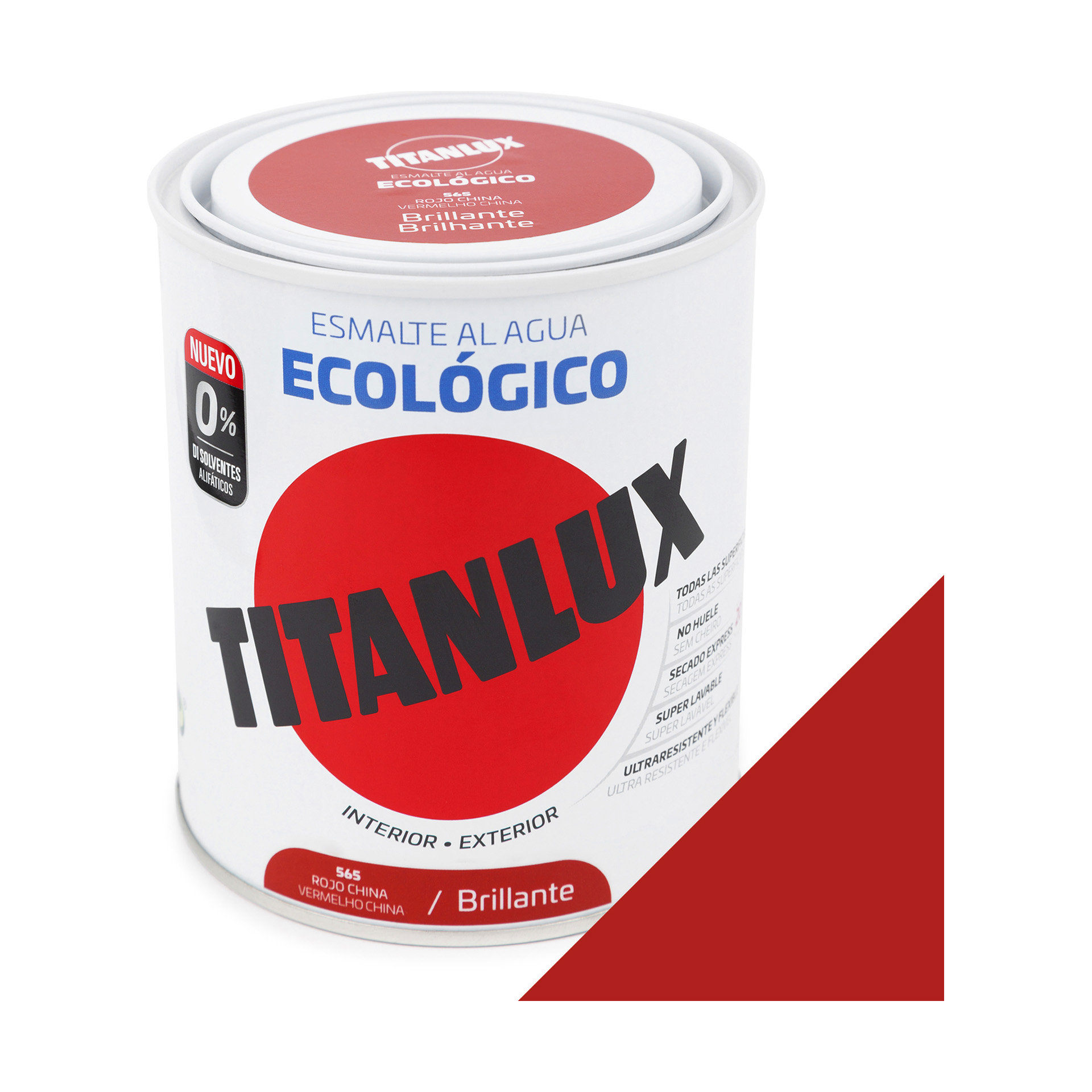 Esmalte Ecológico Base Água Brilhante Titanlux Vermelho China 750ml