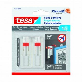 Prego Adesivo Ajustvel 23x64x10mm PVC Tesa 2 Uni