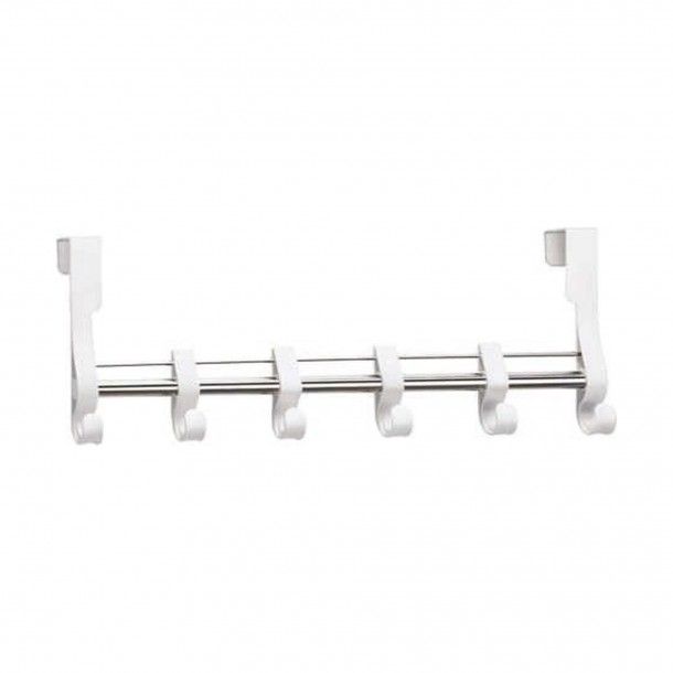 Cabide Sobreporta 6 Ganchos 545x25x45mm Aço Branco Cabide Sobreporta 6 Ganchos 545x25x45mm Aço Branco