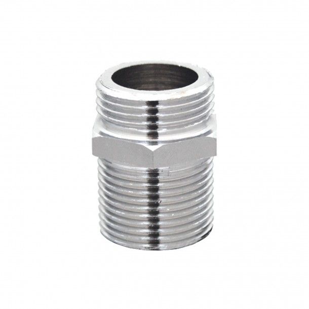 Casquilho Duplo Roscado 20mm Latão Cromado Casquilho Duplo Roscado 20mm Latão Cromado