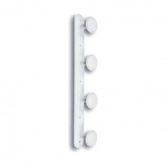 Cabide de Parede 4 Suportes Bola 450x40x60mm Ao Branco Jaben