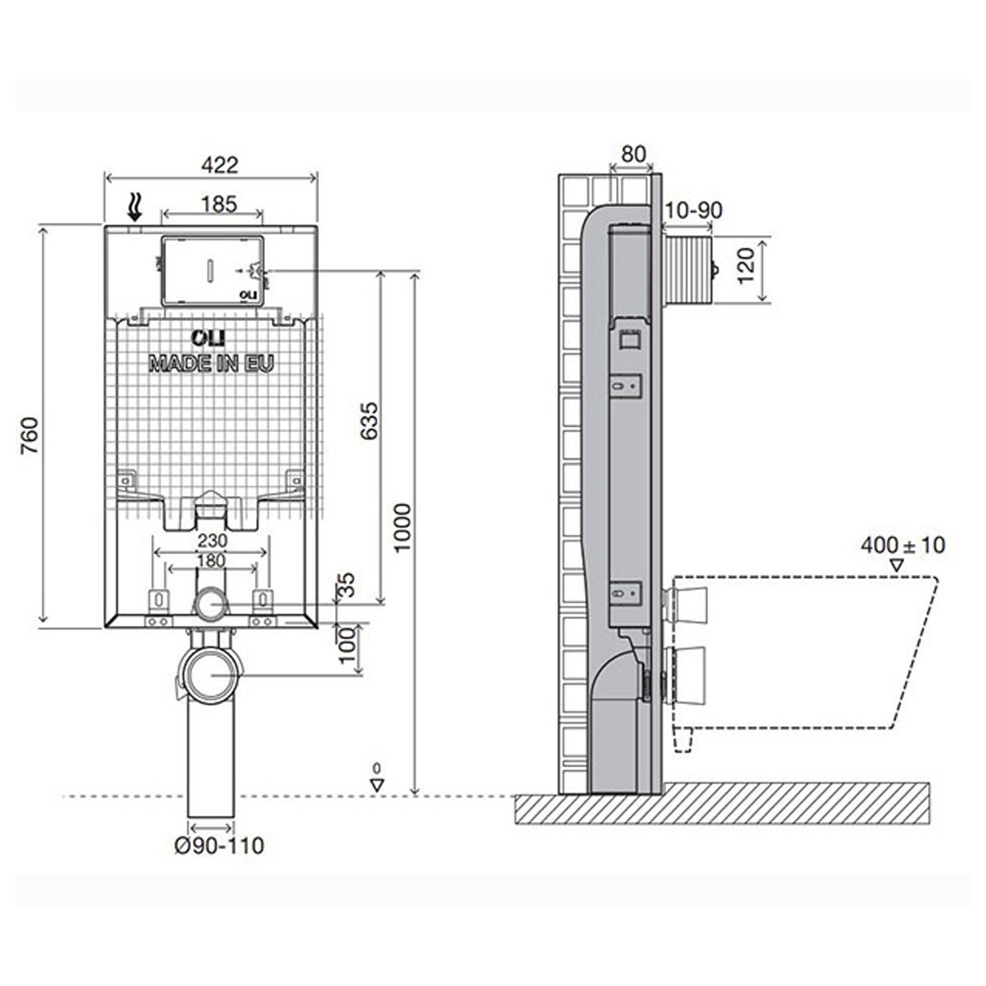 Autoclismo Interior para Sanita Suspensa Branco Oli80 Simflex