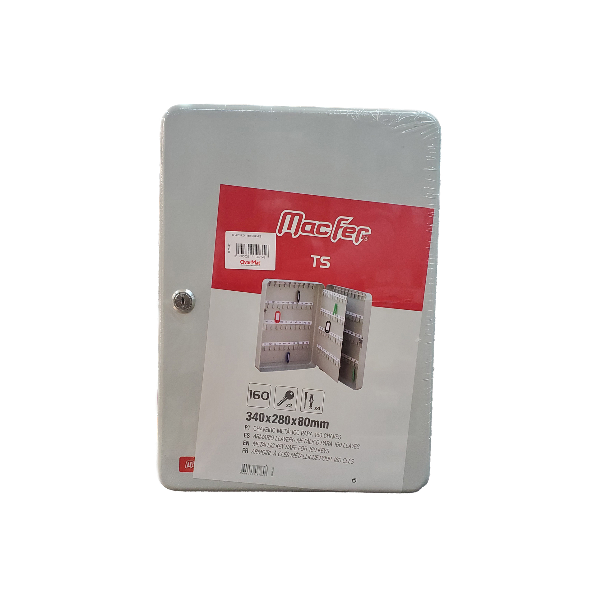 Chaveiro Parede para 160 Chaves 280x340x80mm Aço Cinza