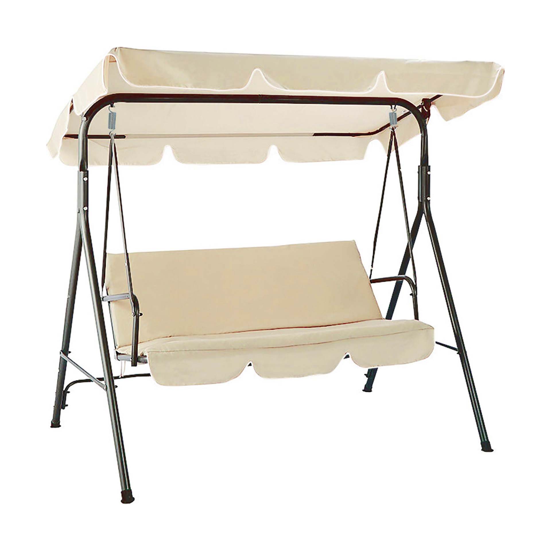 Banco Baloiço de 3 Lugares Creme 170x110x153cm