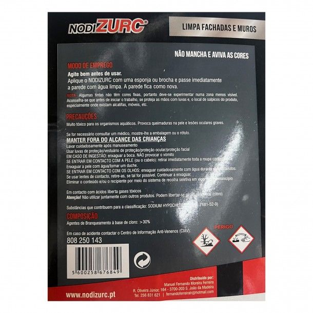 Limpa Fachadas e Muros 2L Nodizurc Limpa Fachadas e Muros 2L Nodizurc