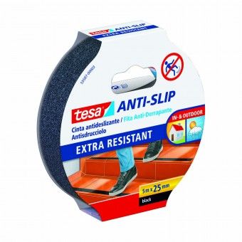 Fita Adesiva Antiderrapante 25mm 5M Preta Tesa