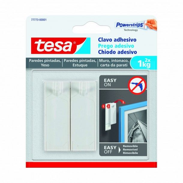 Cabide de Parede Adesivo 20x60x10mm PVC Branco Tesa 2 Uni Cabide de Parede Adesivo 20x60x10mm PVC Branco Tesa 2 Uni