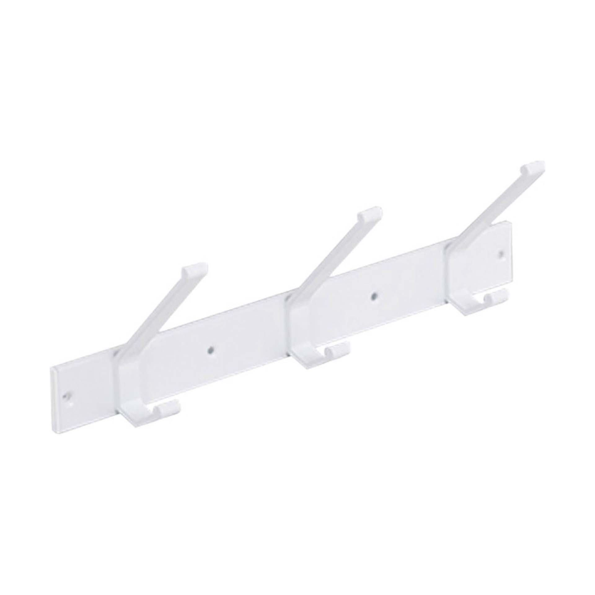 Cabide de Parede 3 Ganchos 340x40x90mm Aço Branco Jaben