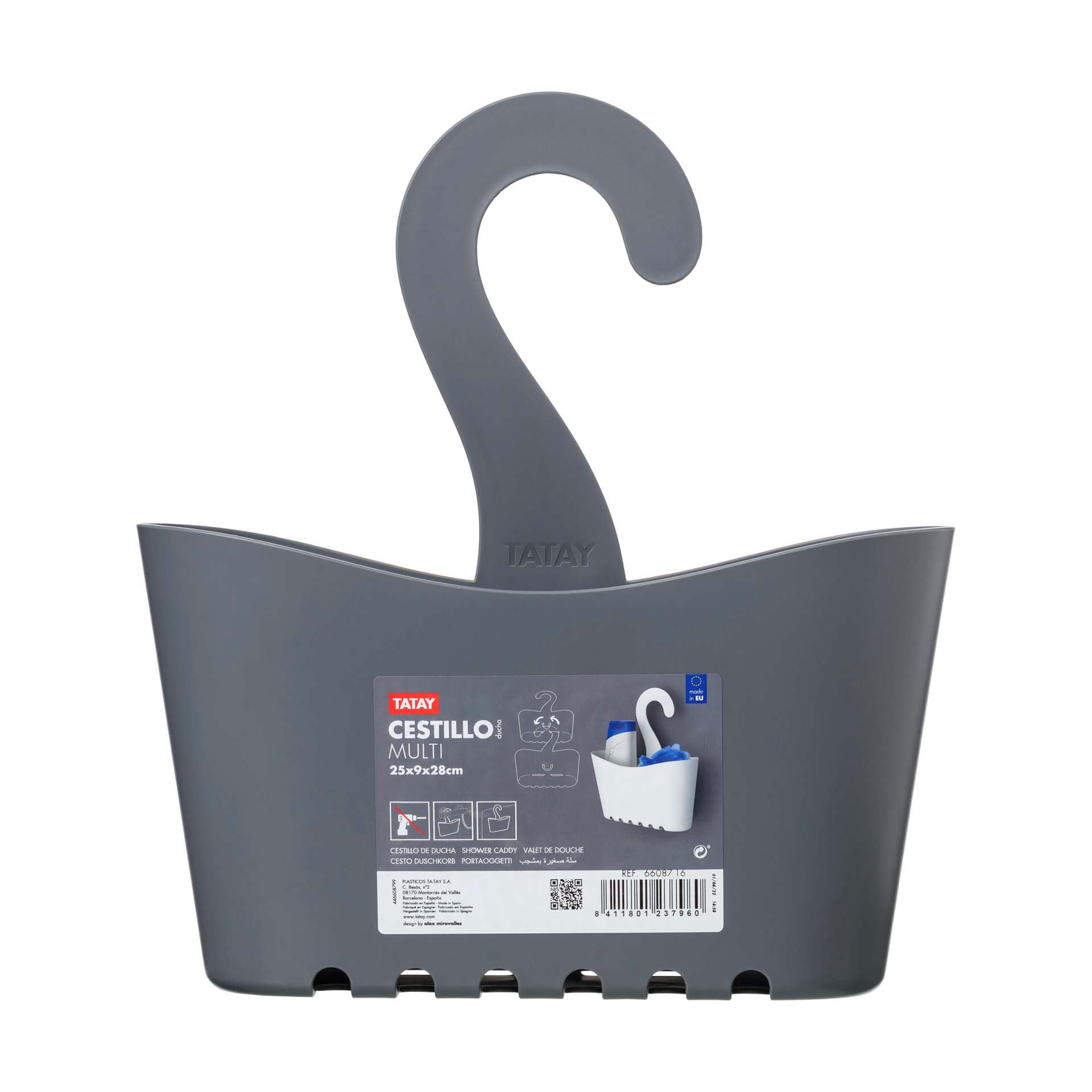 Cesto para Duche 25x9x28cm Cinza Tatay