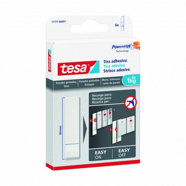 Tira Adesiva para Cabide de Parede 80mm Tesa 6 Uni