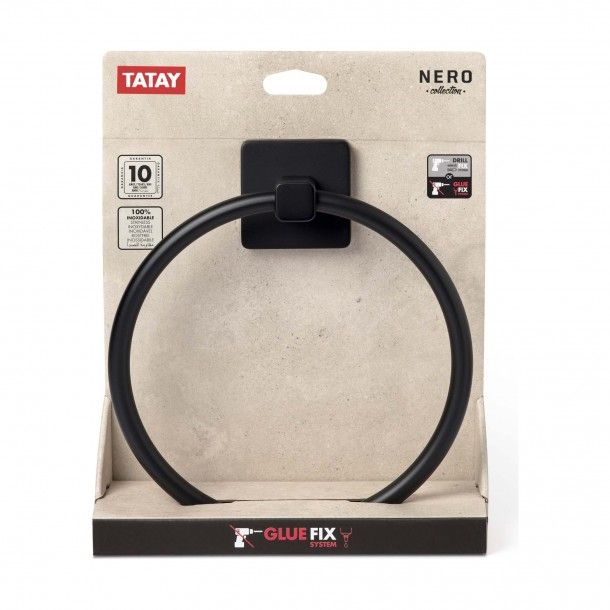 Toalheiro Argola Nero Inox Preto Tatay Toalheiro Argola Nero Inox Preto Tatay