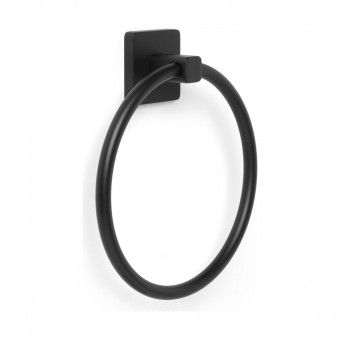 Toalheiro Argola Nero Inox Preto Tatay