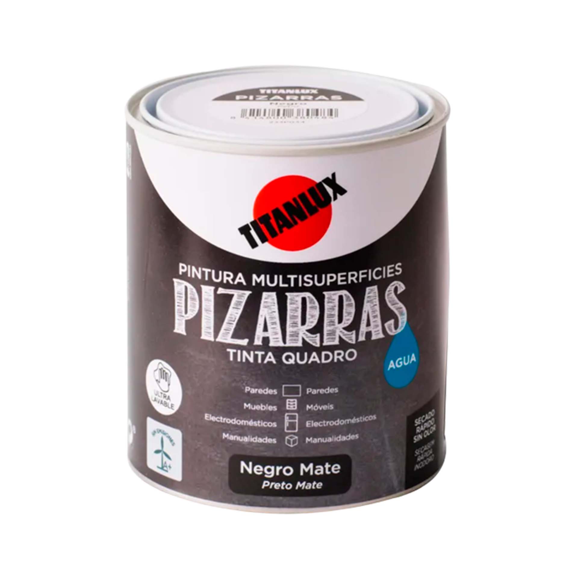 Esmalte Multisuperfície Quadros Aquoso Preto Mate 750ml Titanlux