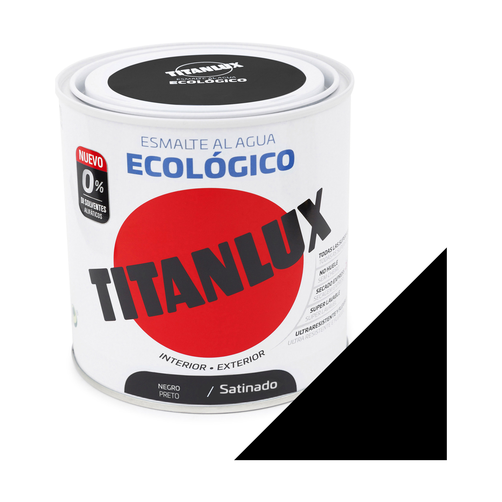 Esmalte Ecológico Base Água Acetinado Titanlux Preto 250ml