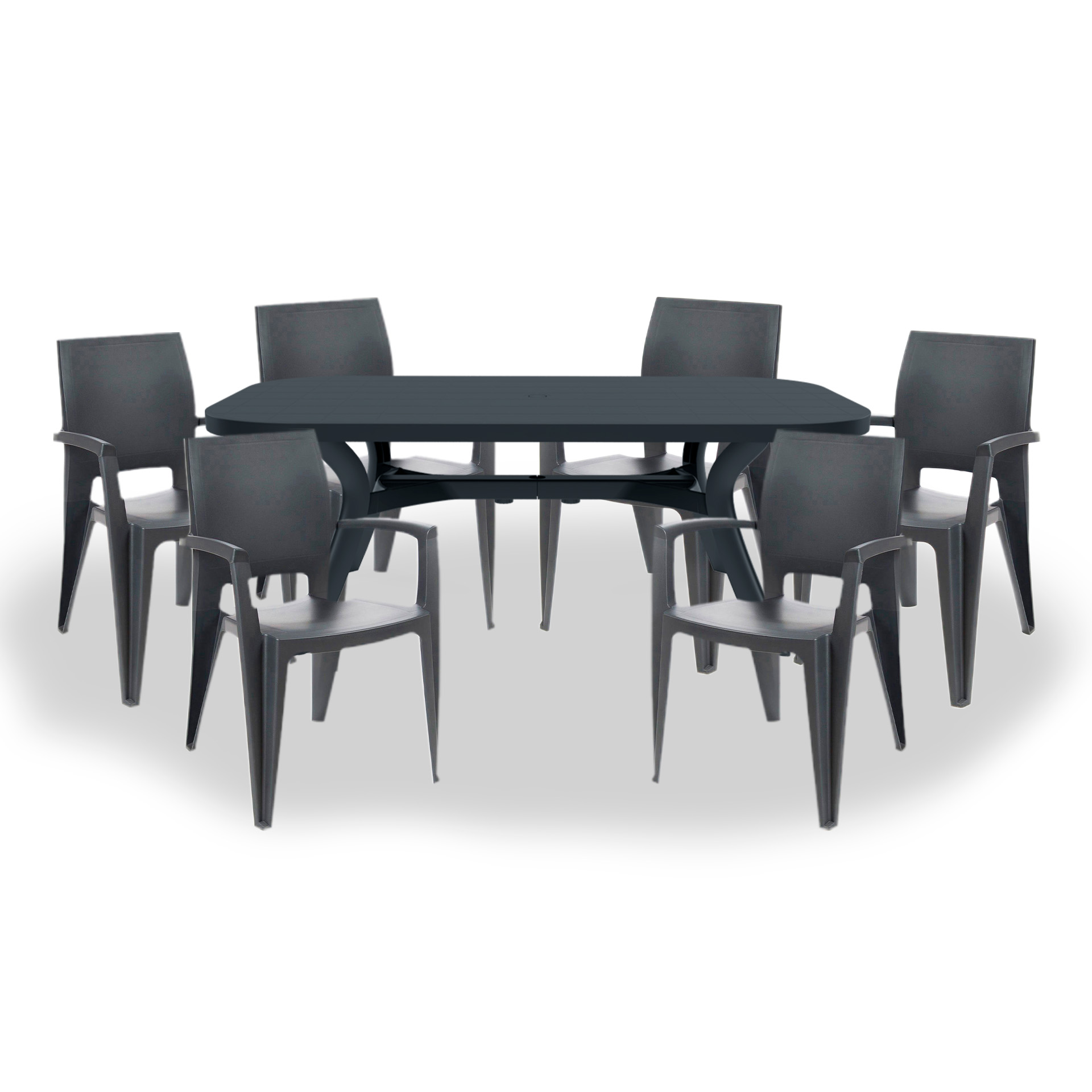 Mesa Retangular Extensível Bolívia e 6 Cadeiras Joluce