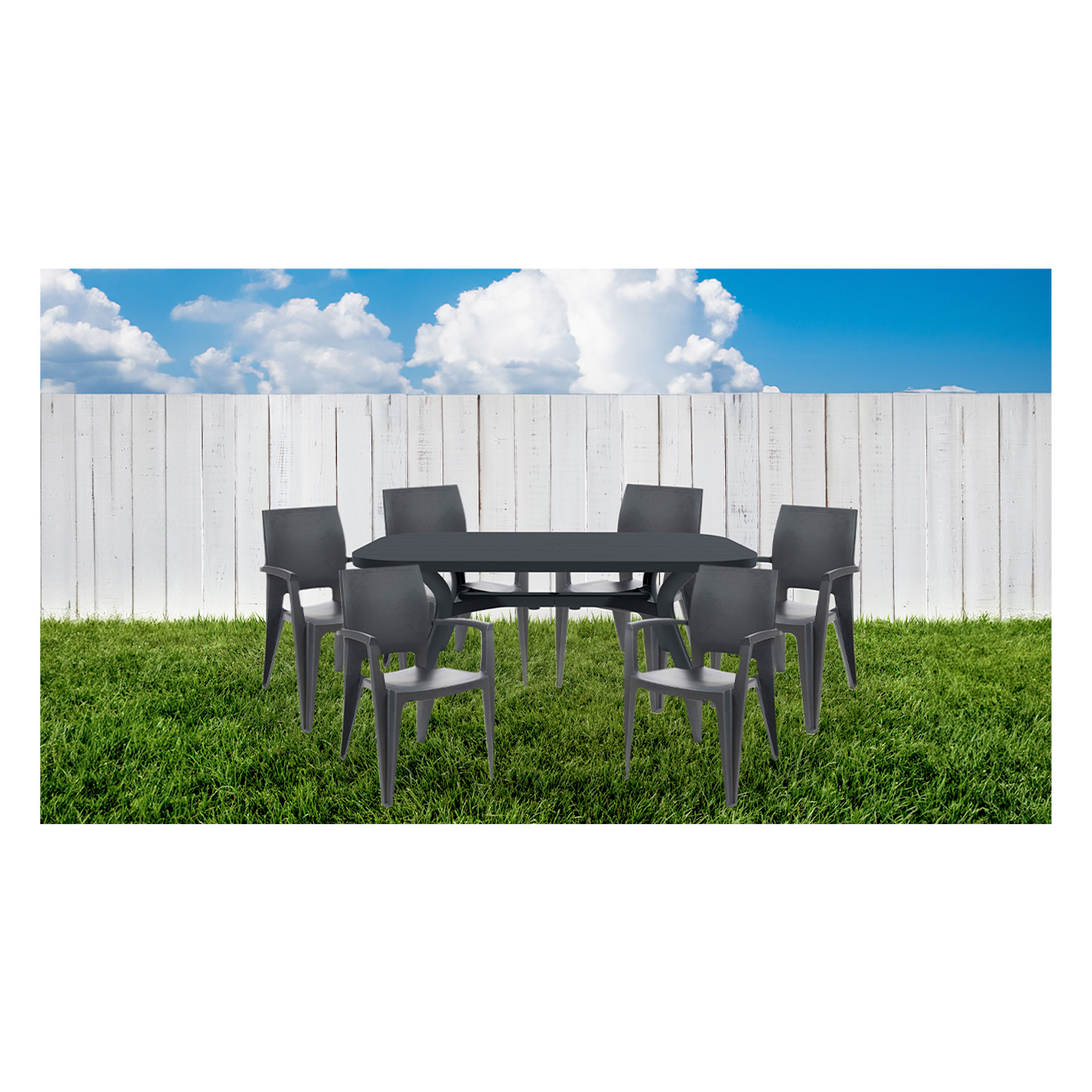 Mesa Retangular Extensível Bolívia e 6 Cadeiras Joluce